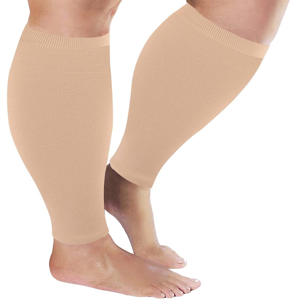 Manchons de Compression pour Mollets Larges pour Femmes Hommes Grande Taille Manchons de Compression pour Jambes 20-30mmHg Gradués Doux et Confortables