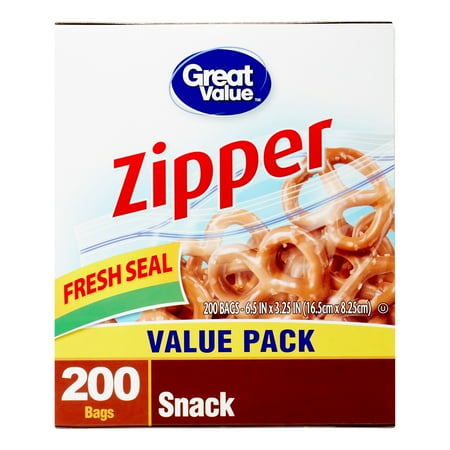 Great Value Zipper Snack Bags, 200 Ct