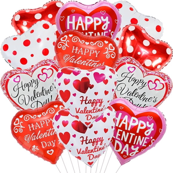 Globos YOUDICT Heart para el día de San Valentín, 18 pulgadas, rojo, rosa y blanco