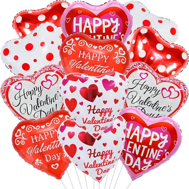 Globos YOUDICT Heart para el día de San Valentín, 18 pulgadas, rojo, rosa y blanco