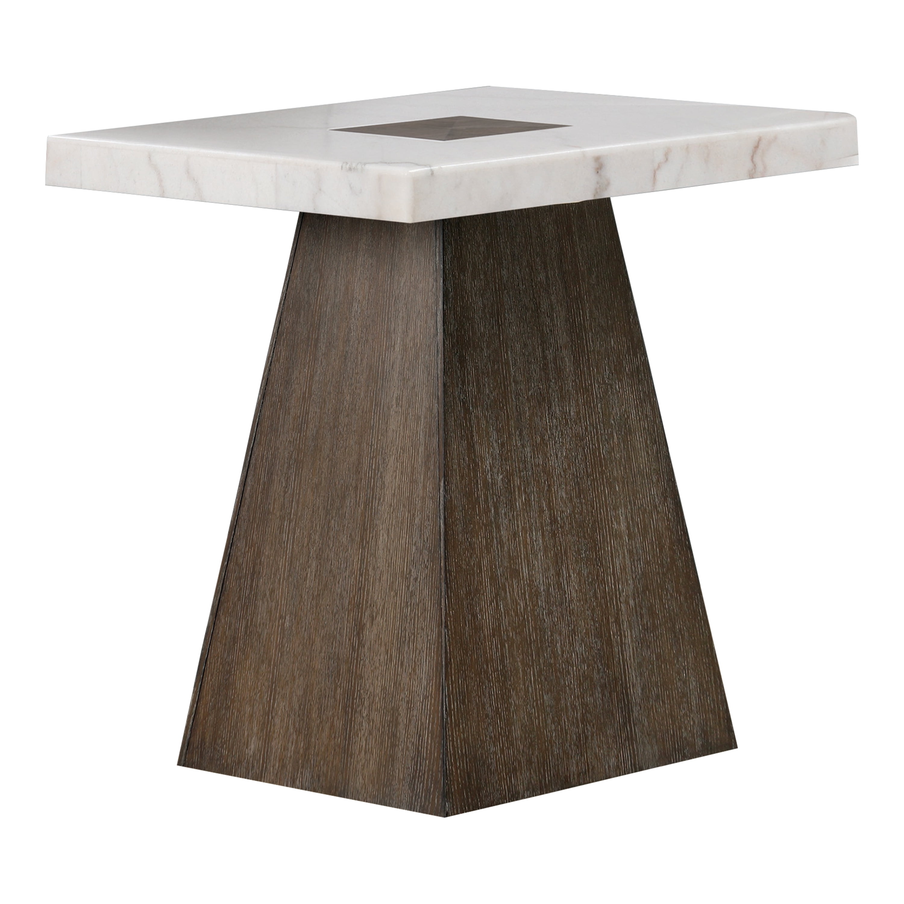 Furniture of America Garth Modern Marble Top End Table, Dark Walnut
