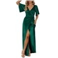 thumbnail image 2 of SMihono Robe d'Été Bohème pour Femmes Grande Taille Mode Décontractée Printemps et Été Fendue Col en V Manches Courtes, 2 of 6
