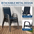 thumbnail image 4 of Stackable Patio Chairs Set of 6–High Back Outdoor Dining Chairs with Armrests–Lightweight All-Weather Textilene,140kg Capacity–Perfect for Backyard,Garden,Poolside–Black-Gray Spray Plastic & Navy Blue, 4 of 8
