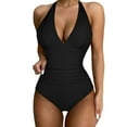 thumbnail image 3 of MKLEKYY Trajes De Baño Mujer 2023 Women'S Swimsuit V Neck Fitting Solid Leopard Printed Swimsuit, 3 of 5