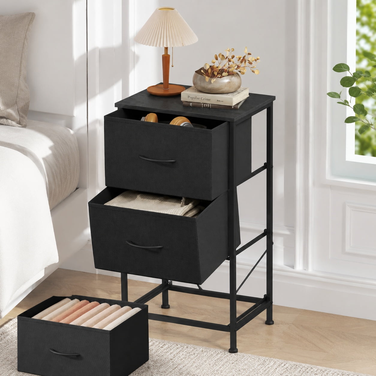 BELLAH Collection Modern Steel 3-Drawer Dresser Chest for Bedroom Storage Organizer Ink Black and Ebony Black ULGS313B01S