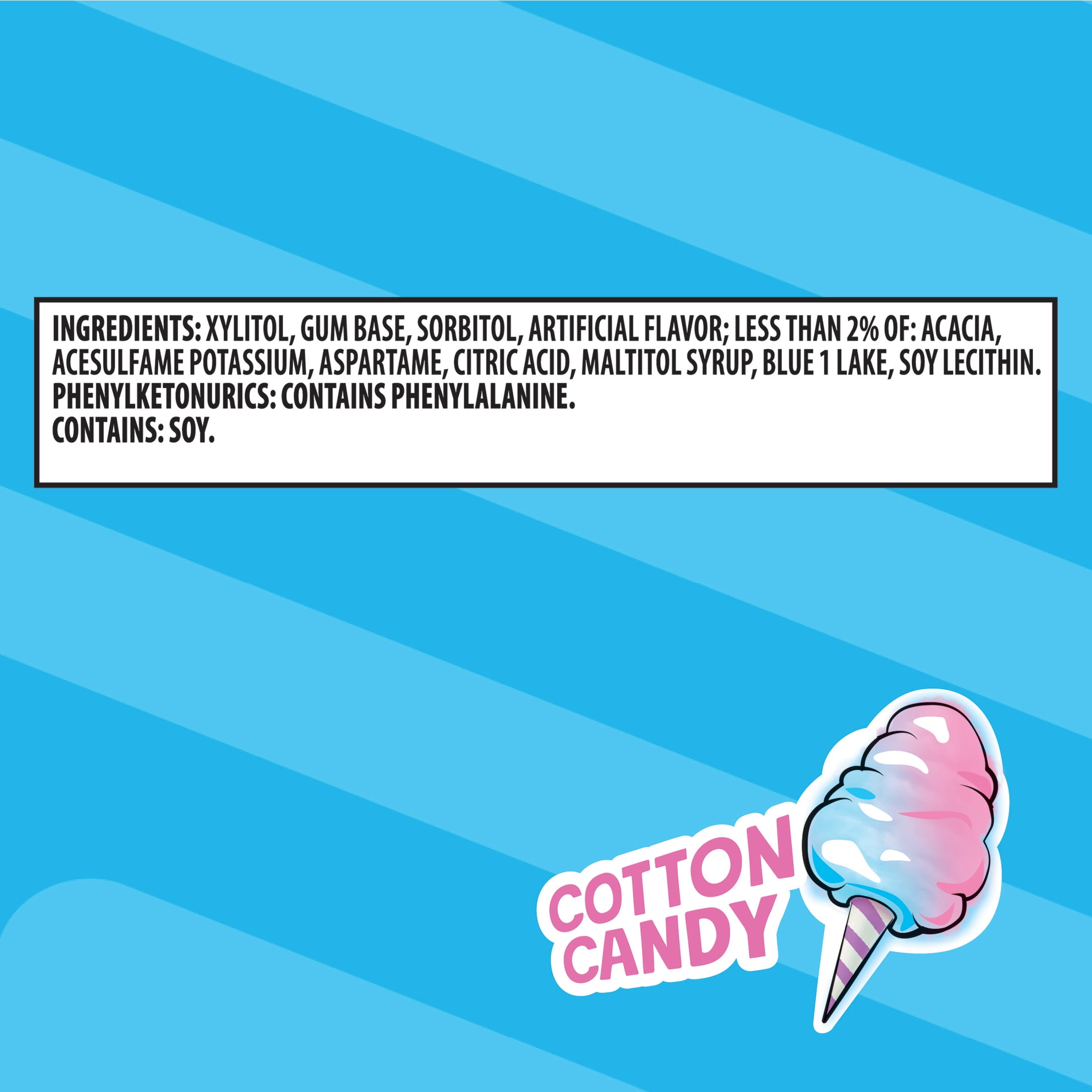 Trident Vibes Sugar Free Gum, Cotton Candy, Regular Size, 40 Piece Bottle