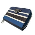 thumbnail image 2 of Pre-Owned PRADA Triangle Wallet/Coin Case 2MM003 Blue Black White SAFFIANO BAIADE Men's Women's, 2 of 7