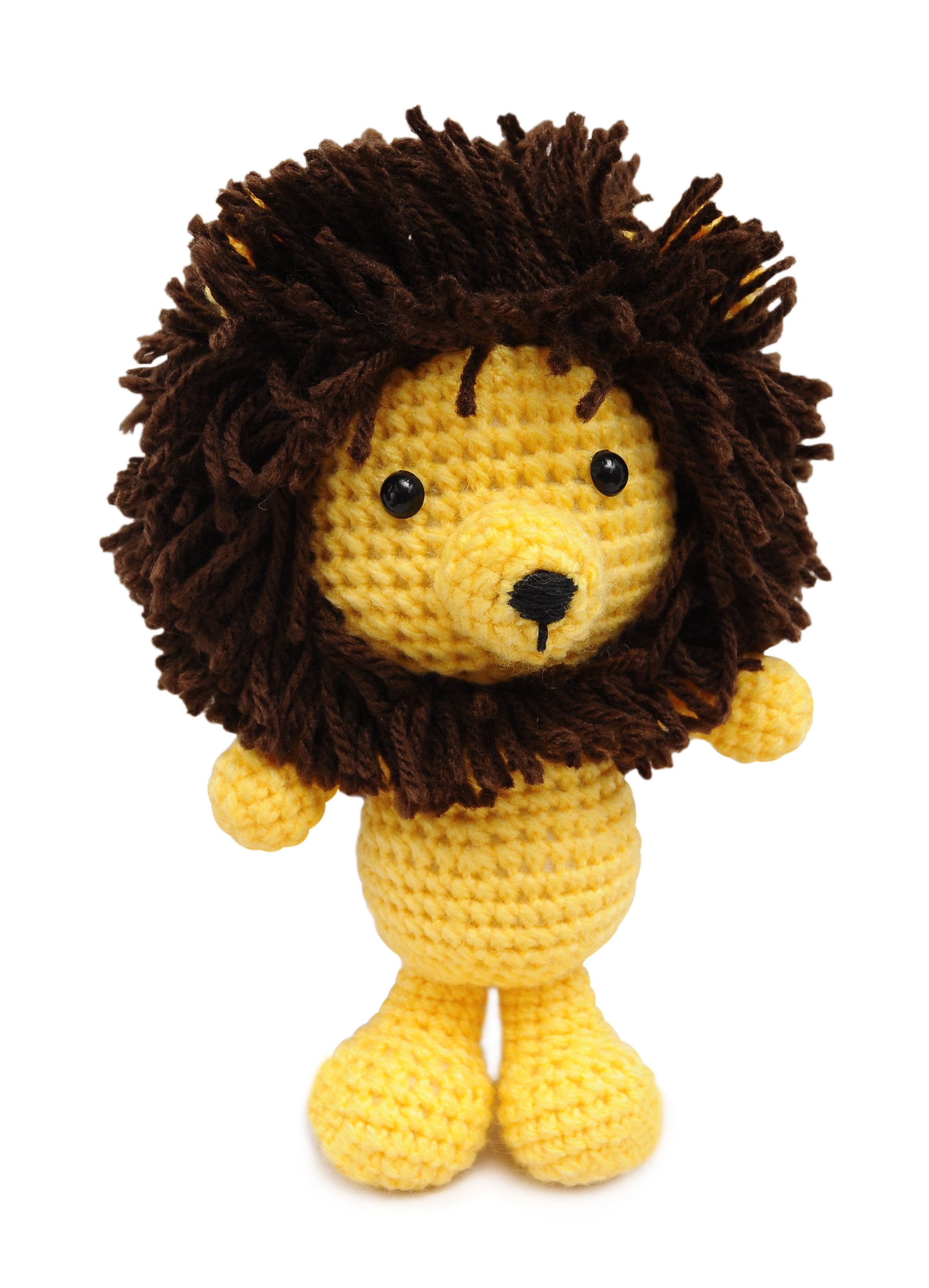 Yellow-Dark Brown Lion Handmade Amigurumi Stuffed Toy Knit Crochet Doll VAC