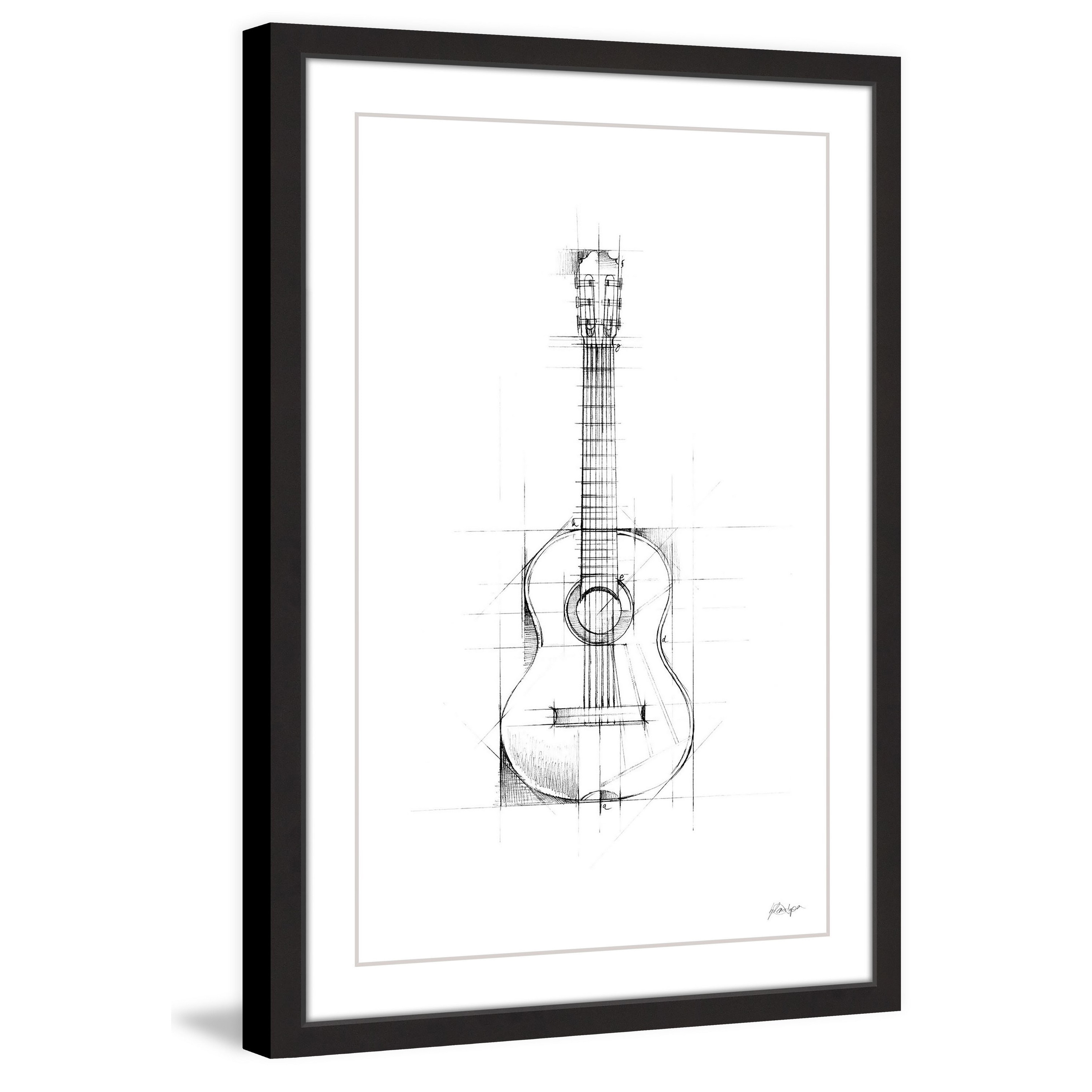Marmont Hill "Guitar Sketch" Framed Painting Print