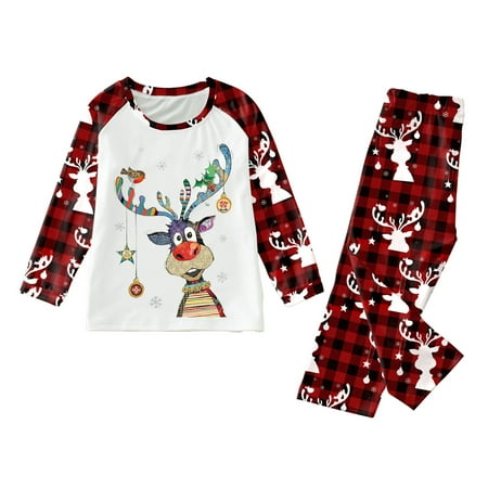 

B91xZ Christmas Pajamas For Family Matching Family Pajamas Christmas Tree Sleepwear Cotton Unisex PJs Pants Set 2 Piece Long Sleeve Clothes White 2-3Years