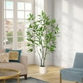 thumbnail image 4 of 6 ft Artificial Eucalyptus Tree in Pot,Realistic Olive Tree with Slender Leaves&Natural Branch for Indoor Home Office Decor,Faux Olive Tree for Living Room,Bedroom, 4 of 10
