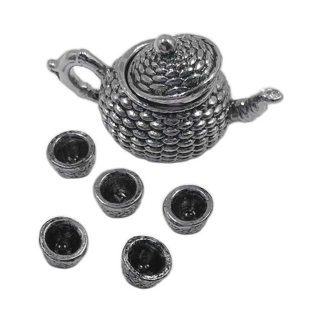 Juego de 6 piezas de tetera de muñecas, tetera de juguete , vajil de hadas, artículos de comedor, regalo, muebles Sunnimix tetera de casa de muñecas