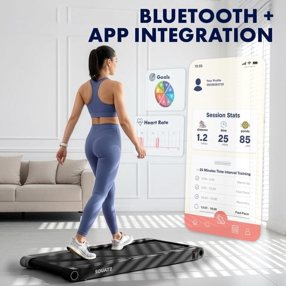 Squatz 2-in-1 Walking Pad Treadmill with Vibration Plate, Under Desk Treadmill with Remote, LED Display, Quiet 1.0HP Motor for Home & Office