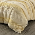 thumbnail image 4 of Chezmoi Collection 4-Piece Cotton Clip Jacquard Comforter Set Queen, Boho Chic Textured Striped Bedding with Cheille Textured Pillow Cushion, Pale Orange/White, 4 of 9