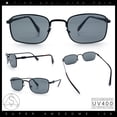 thumbnail image 2 of Retro Hipster Narrow Rectangle Metal Rim Dad Fashion Sunglasses [All Black], 2 of 8