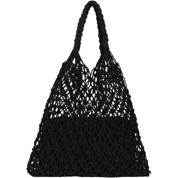 LinYooLi Beach Bags for Women, 2 in 1 Summer Mesh Beach Tote Bag Hand Woven Beach Bag Weaving Hollow Shoulder Bag Handbag