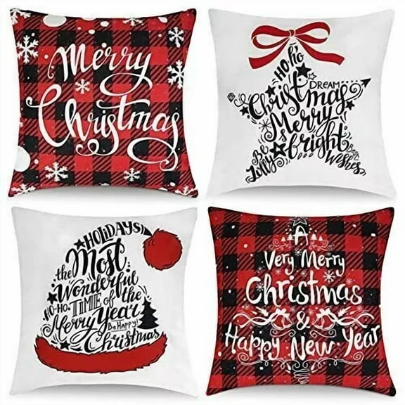 4 Pack Christmas Throw Pillow Covers Christmas Decorations For Bedroom 18 X18