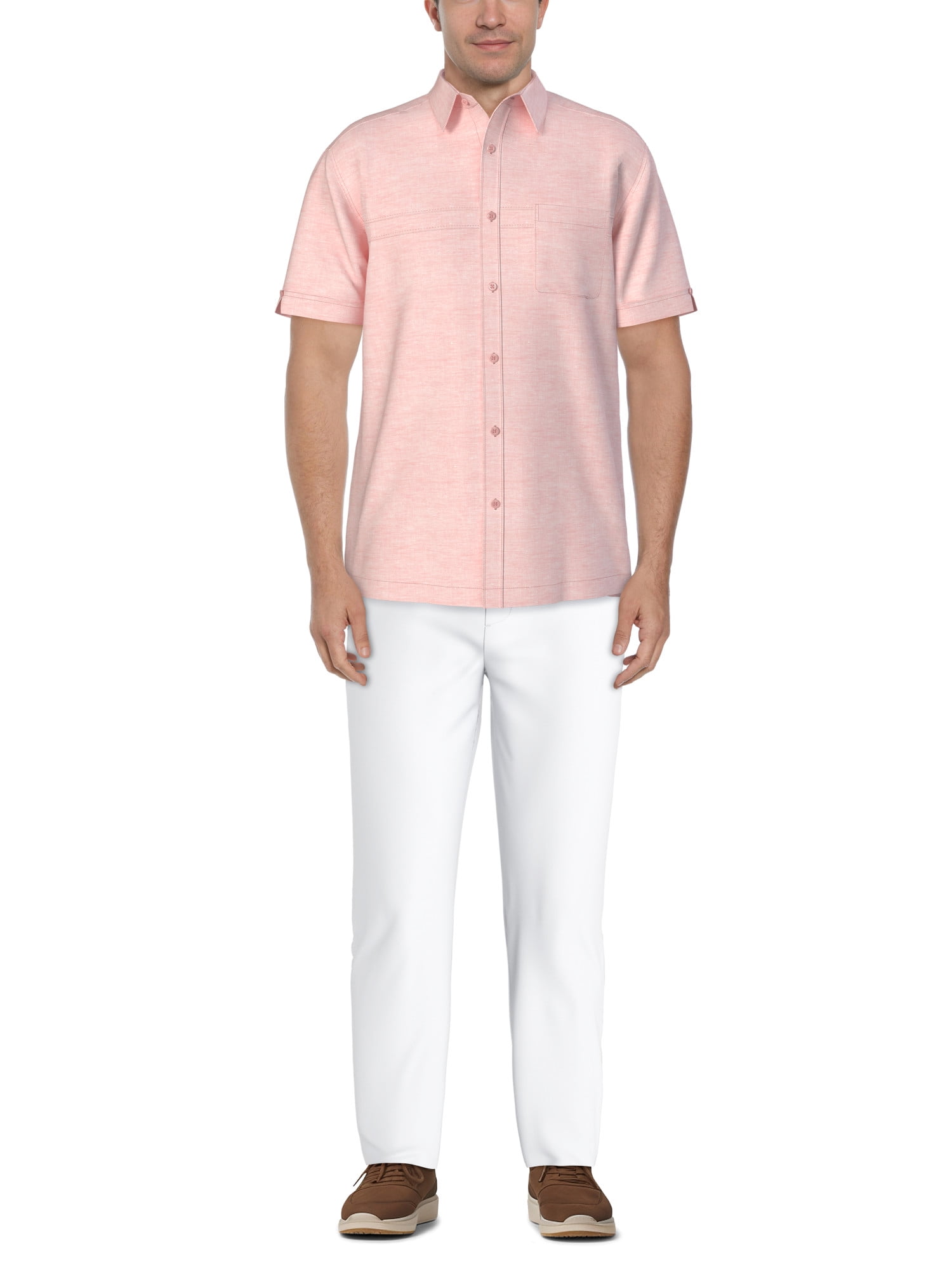 Cafe Luna Men’s and Big Men’s Crosshatch Print Short Sleeve Shirt, Sizes S-5XL