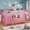 Pink, variant on iPormis Low Loft Twin Size Bed with Bookcase, 8 Storage Drawers, Metal Bed Frame with 13 Inch High Safety Guardrail & Play Curtain, Spacious Under Bed Activity Space,Rustic Brown
