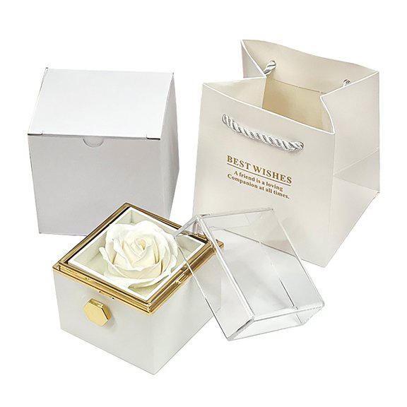 WMGHA Romantic Gifts for Her Rose Ring Box Jewelry Box Artificial Flowers Eternal Rose Box Anniversary Wedding Valentines Day Christmas Birthday Thanksgiving Gifts for Mom Wife Girlfriend Women