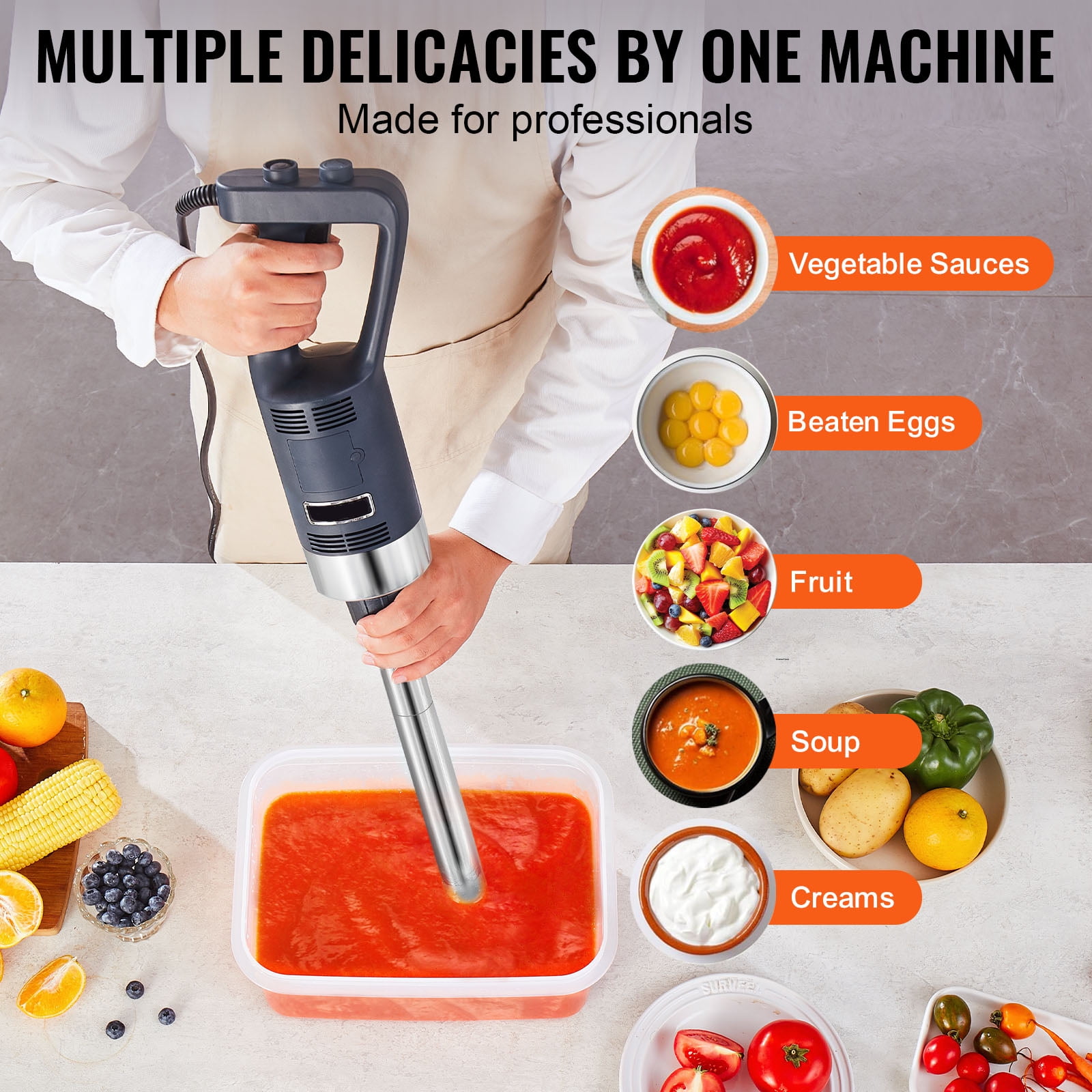KFFKFF Professional Handheld Blender, 500W Robust Motor, 16-inch Adjustable Speed, Stainless Steel Blade, Versatile Stick Mixer for Soups, Sauces, and Creamy Mashed Potatoes