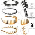 thumbnail image 2 of 8 PCS Fashion No Slip Effortless Plastic Headbands with Teeth Comb Black Skinny Hair Accessories Bands for Women Men Teen Girls, Matte Black, 2 of 13
