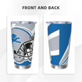 thumbnail image 3 of Taza térmica duradera de acero inoxidable 304 con tapa y pajita con temática del equipo de fútbol de los Leones Taza térmica de acero inoxidable de 20 oz Taza para automóvil Adecuada para bebidas, 3 of 8