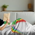 thumbnail image 3 of Clover Soft Flannel Fleece Throw Blanket, Funny Irish Leprechaun Sliding on a Rainbow Cartoon Illustration St Patrick's Day, Cozy Plush for Indoor and Outdoor Use, 60" x 80", Multicolor, by Ambesonne, 3 of 5