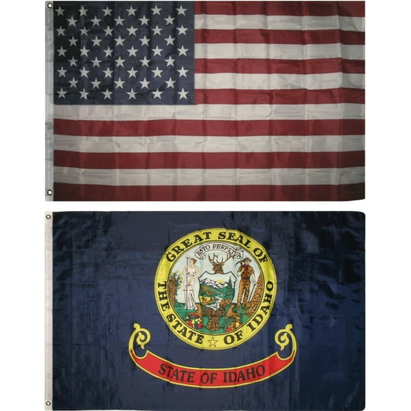 Wholesale Combo Lot of 3x5 USA Flag & State of Idaho 3x5 2 Flags Banner