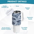 thumbnail image 4 of 40 Oz Car Handle Water Bottle Water Cup Water Bottle Water Jug Coffee Cup Travel Water Bottle Cartoon Gray Flowers, 4 of 8
