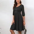 thumbnail image 4 of JUNWELL Robes de Femmes sous 10.00 Femmes de la Mode Robes d'Été Solide Casual V-Cou Bouton Poches Vacances Plage Mini Robe, 4 of 8