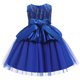 thumbnail image 4 of Vestido Para Niñas, Ropa Para Niñas Pequeñas, Color Sólido, Bordado De Hojas, Hilo De Red, Lazo, Fiesta De Cumpleaños, Vestido De Flores, Vestidos Para Niños, Azul Odeerbi  LM103-8809, 4 of 9