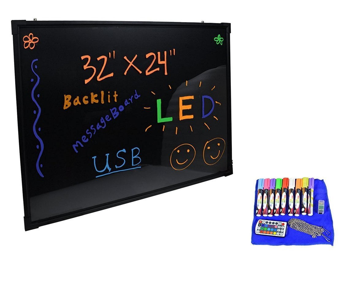 32"x24" Flashing Illuminated Erasable Neon LED Message Menu Sign Writing Board 