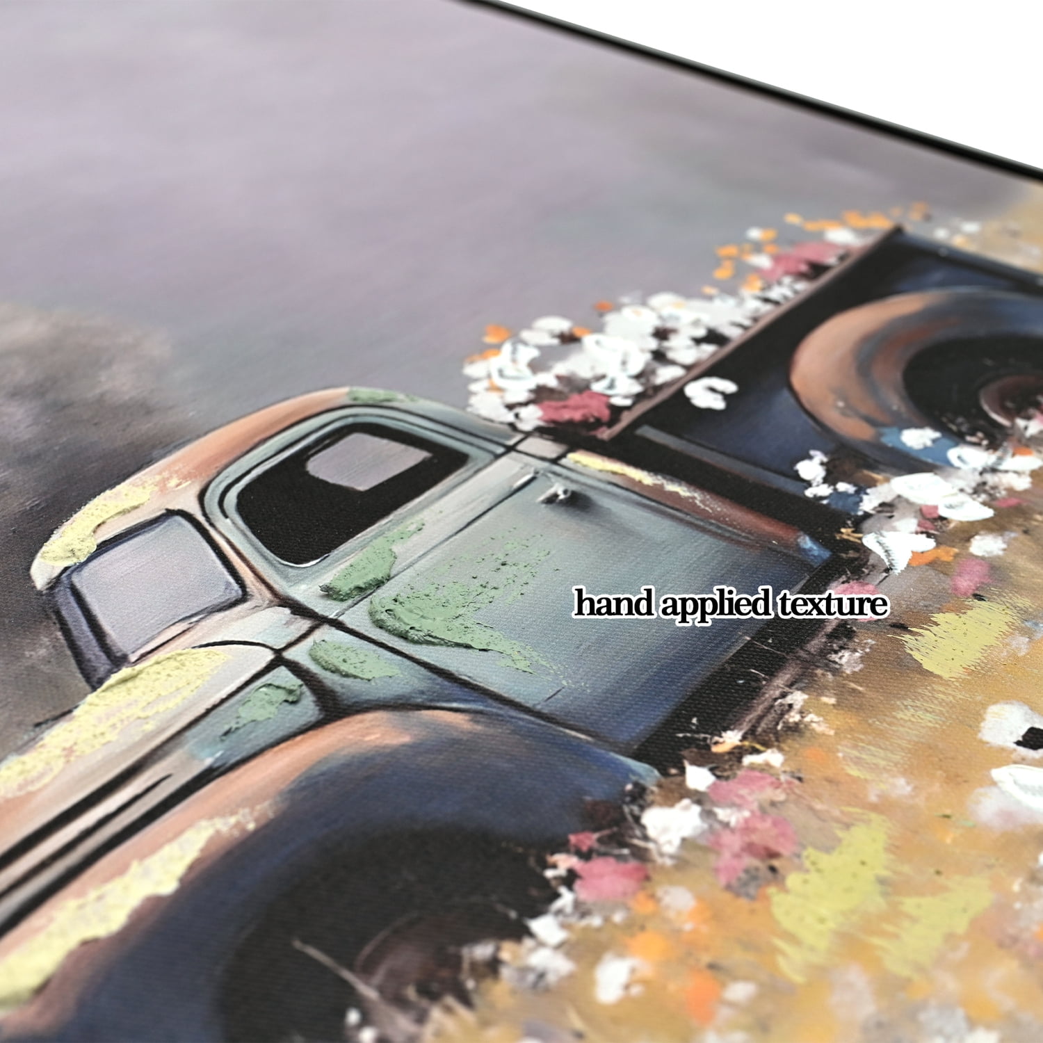 MOONMISS 24x24 Farmhouse Vintage Truck Canvas Wall Art Blue Red Floral Country Rustic Living Room Decor