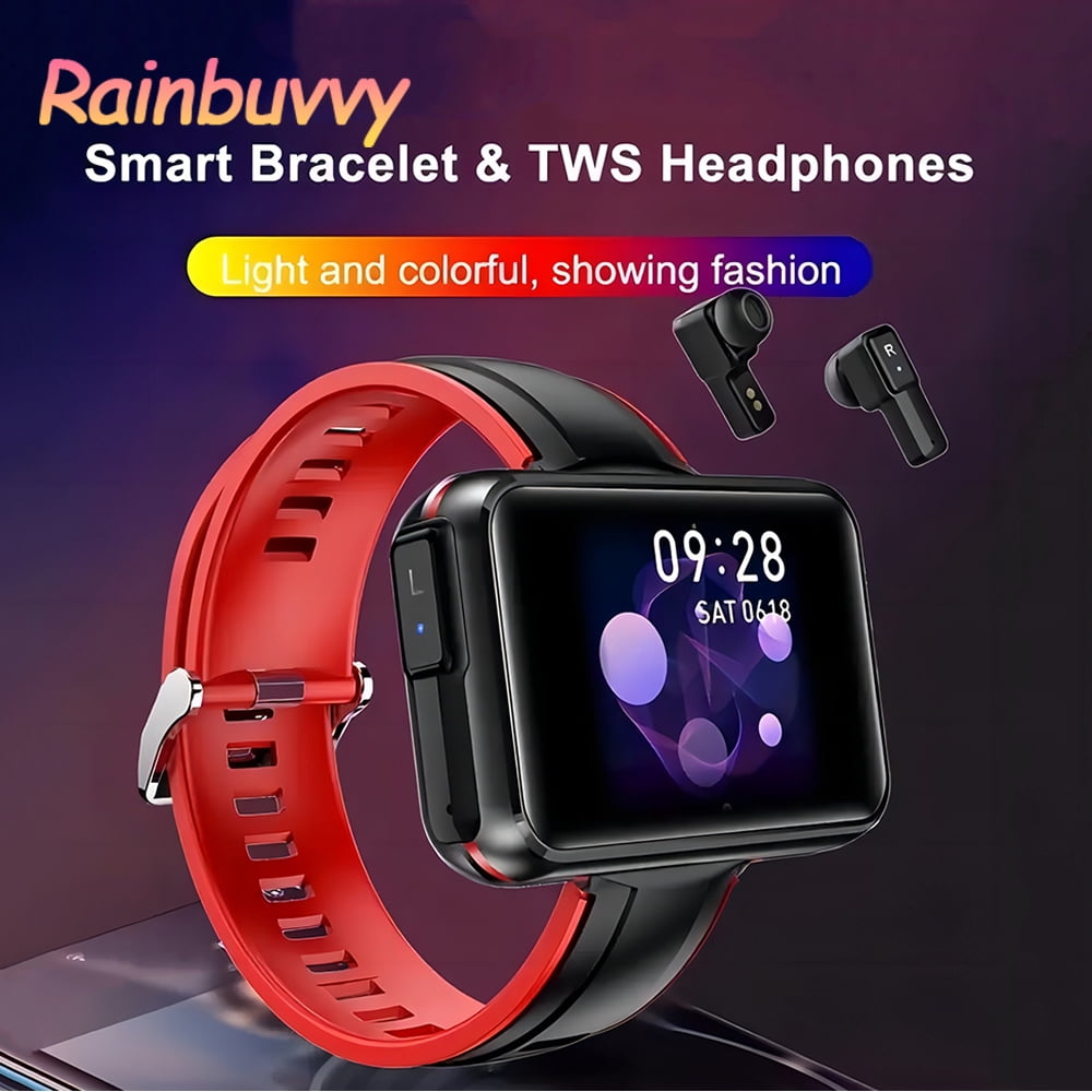 Rainbuvvy T91 Smart Watch 1.4 Inch Portable Bluetooth Headset Built-in Charging Case Bluetooth 5.0 Sports Watch