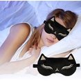 thumbnail image 3 of Antifaz para dormir negro sin bolsa de hielo, antifaz para ojos de gato, antifaz de seda analógica, antifaz opaco, antifaz de viaje para dormir con correa ajustable, para mujeres y hombres Rojo Verde, 3 of 5
