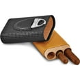 thumbnail image 3 of Fashion Black/Tan Polyurethane 3-Cigar Travel Case With Cutter (7 X 3.5) Made In China hu616, 3 of 5