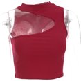 thumbnail image 4 of Chaleco de mujer sin mangas de color sólido con hombros descubiertos y camiseta sin mangas delgada de algodón, rojo, M sidaley AP001384-05B, 4 of 7