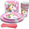 120 PCS, Unicorn Plates & Napkins Set for 20 People- Sturdy Birthday Party Supplies Pack with Large Paper Plates, Small