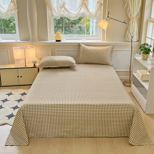 Sábanas Y Fundas De Almohada De Algodón Juego de cama de 3 piezas en color marrón café, sábana bajera de 220 x 230 cm y fundas de almohada de 48 x 74 cm, funda nórdica lisa de algodón lavado. JASKFLY
