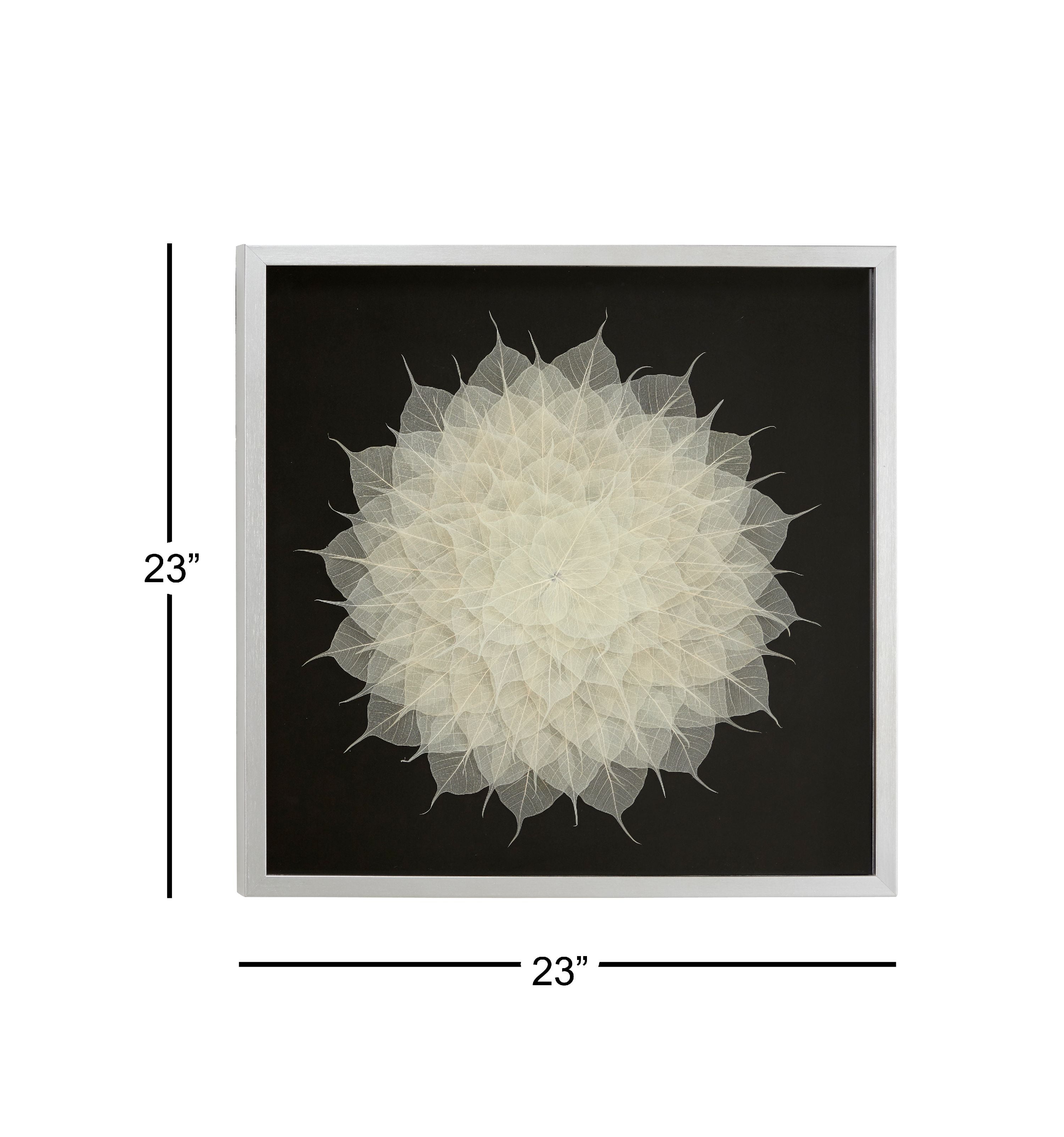 DecMode White Leaf Mandala Natural Wall Decor Shadow Box, 23.5" x 23.5"