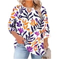 thumbnail image 2 of Xuyuer Plus Size Women Blouses Casual Round Neck 3/4 Sleeve Tops Summer Hollow Out Loose Fitted Blouse for Women 2026, 2 of 6