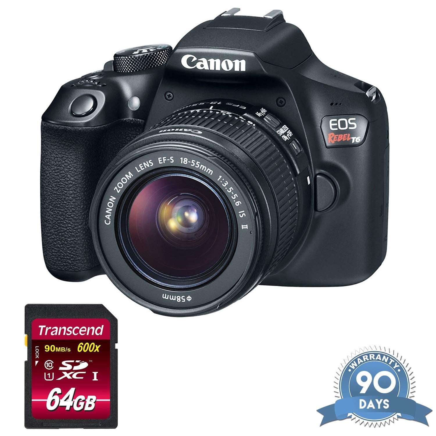 Canon EOS Rebel T6 DSLR Camera with 18-55mm Lens - with Memory
