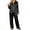 Black, variant on Women's Satin Pajamas Set 2 Piece Striped Silk Long Sleeve Pjs Button down Collared Neck Shirts Loose Pants Loungewear Matching Sets(S,White)