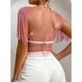 thumbnail image 5 of FEORJGP Women's Sexy Mesh Tank Tops Shiny Diamond Hollow Out Vest See Through Tassel Tops Sleeveless Decor Blouses Streetwear for Bar Club Rave Outfit, 5 of 6
