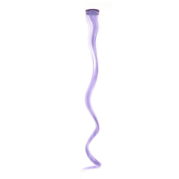 Xiao Hua Extensiones de cabello de colores, 6 piezas, 18 pulgadas, con clip, arcoíris, un color, para fiestas, mechones sintéticos largos y ondulados, para mujeres, regalos de fiesta, morado claro