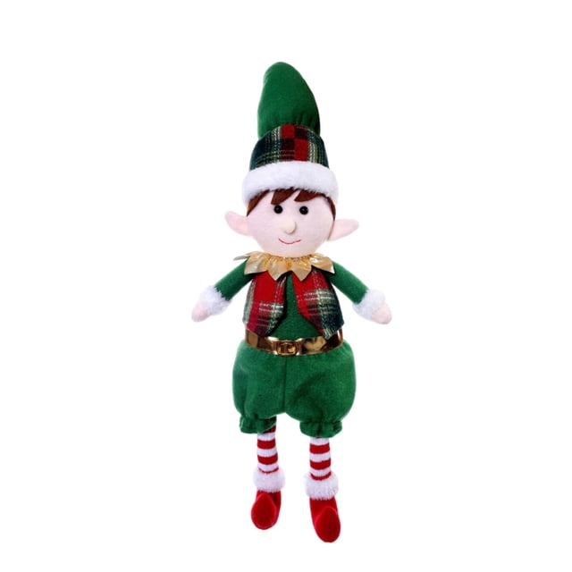 Fiudx Figura Navideña de Patas Largas, Tela Suave, Decoración Versátil para El Hogar o La Oficina, Colores Vibrantes, Espíritu Festivo, Tamaño 27 X 15 X 9 Cm.