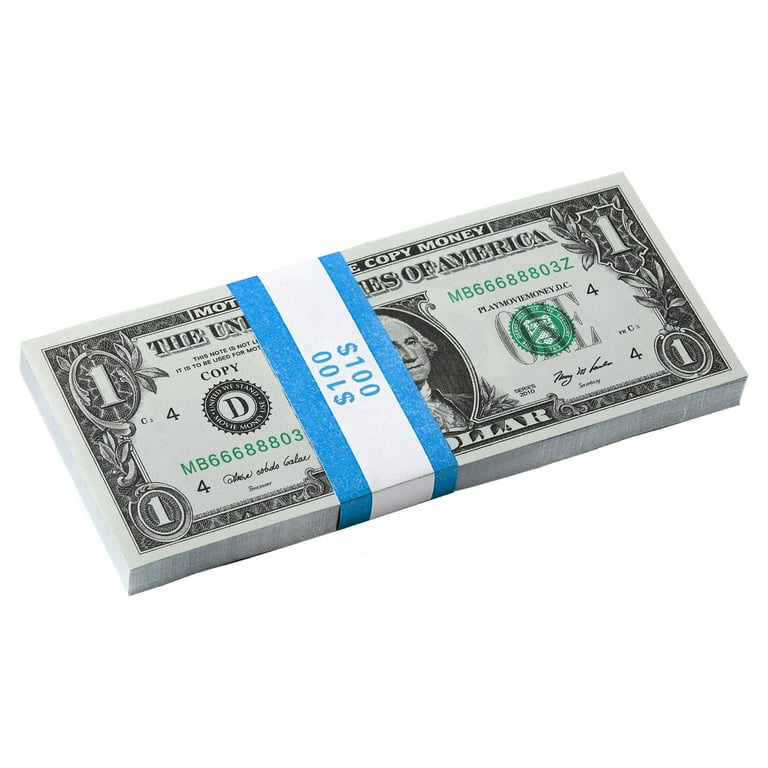 Movie Money Prop Money 1 Dollar Bills Realistic, Full Print 2 Sided Play  Money for Kids, Party and Movie Props, Fake Dollar Pranks for Adults 