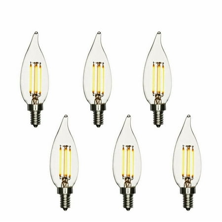 Modvera LED Candelabra Bulb Dimmable 2700K E12 Base Chandelier Light - 6 Pack.