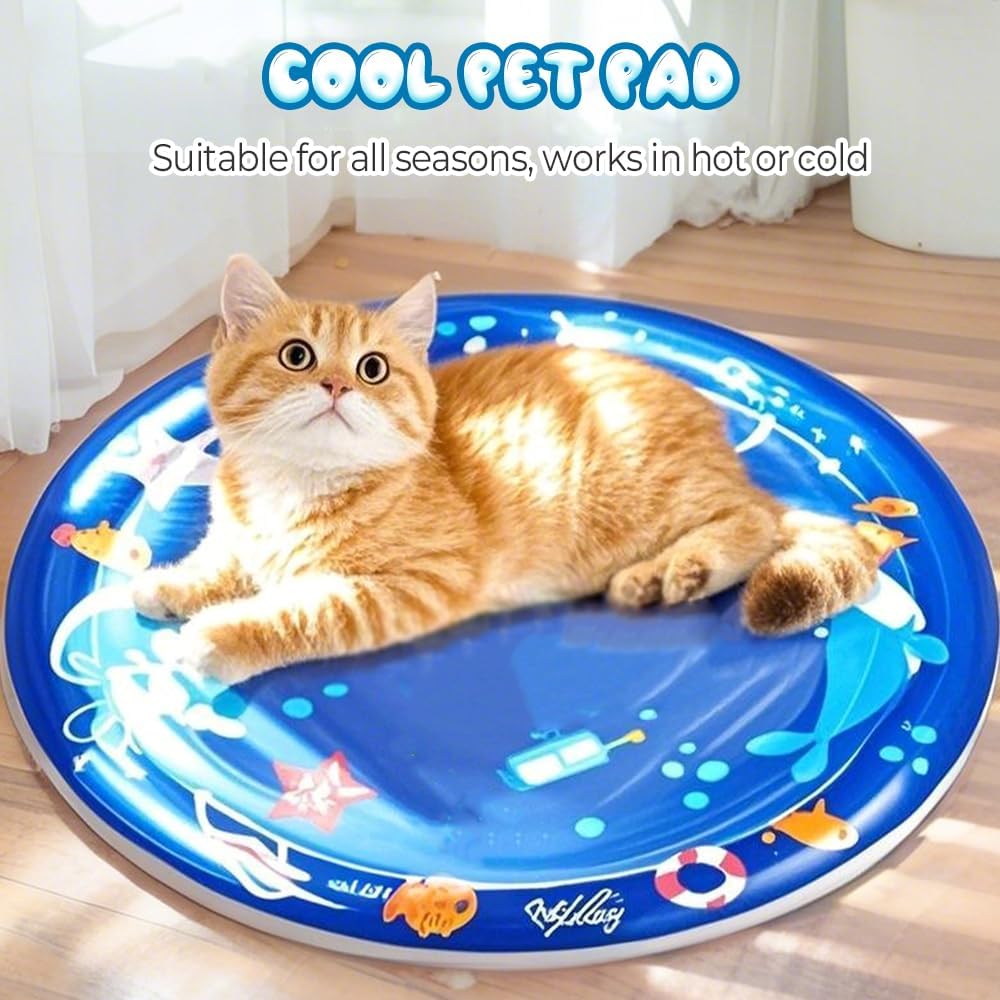 Thickened Water Sensor Play Mat, 2025 New Sensory Water Play Mat for Cats Pet, Cat Water Play Mat, Water Sensor Mat for Kids Cool Comfort Inflatable Tummy Time Water Mat (A13)